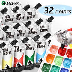 Marie's 32 Colors Professional Acrylic Paint Set 100ml – Rich Pigments for Canvas, Ceramic, Wood – Artists & Hobbyists