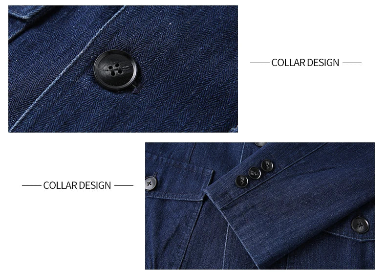 Men’s Solid Denim Jacket – Vintage Casual Slim Fit Cotton Blazer