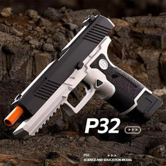 P32 Automatic Shell Ejection Toy Pistol with Soft Bullets – Kids Military Style Play Gun
