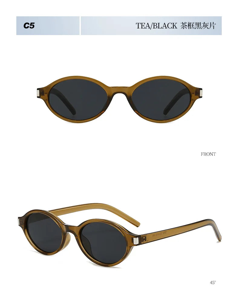 Oval Rice Nail Retro Fashion Sunglasses – Customizable Myopia Lenses 0~-6.0