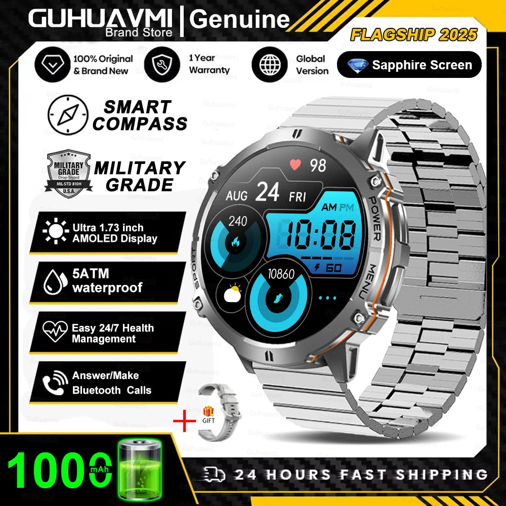 KAVSUMI X3 Outdoor GPS Smartwatch Ultra 2025 1000mAh AMOLED Display 10ATM Waterproof Bluetooth Call Sports Watch