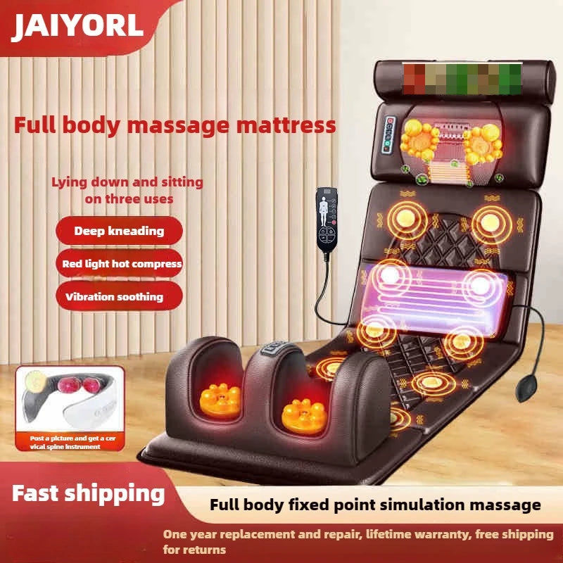 Electric Full Body Massage Mattress with Heating and Hand Control – Neck, Shoulder, Waist, Back & Leg Airbag Kneading Vibration Cushion
