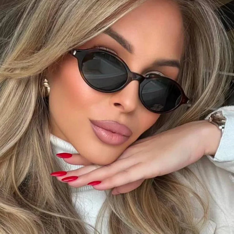 Oval Rice Nail Retro Fashion Sunglasses – Customizable Myopia Lenses 0~-6.0