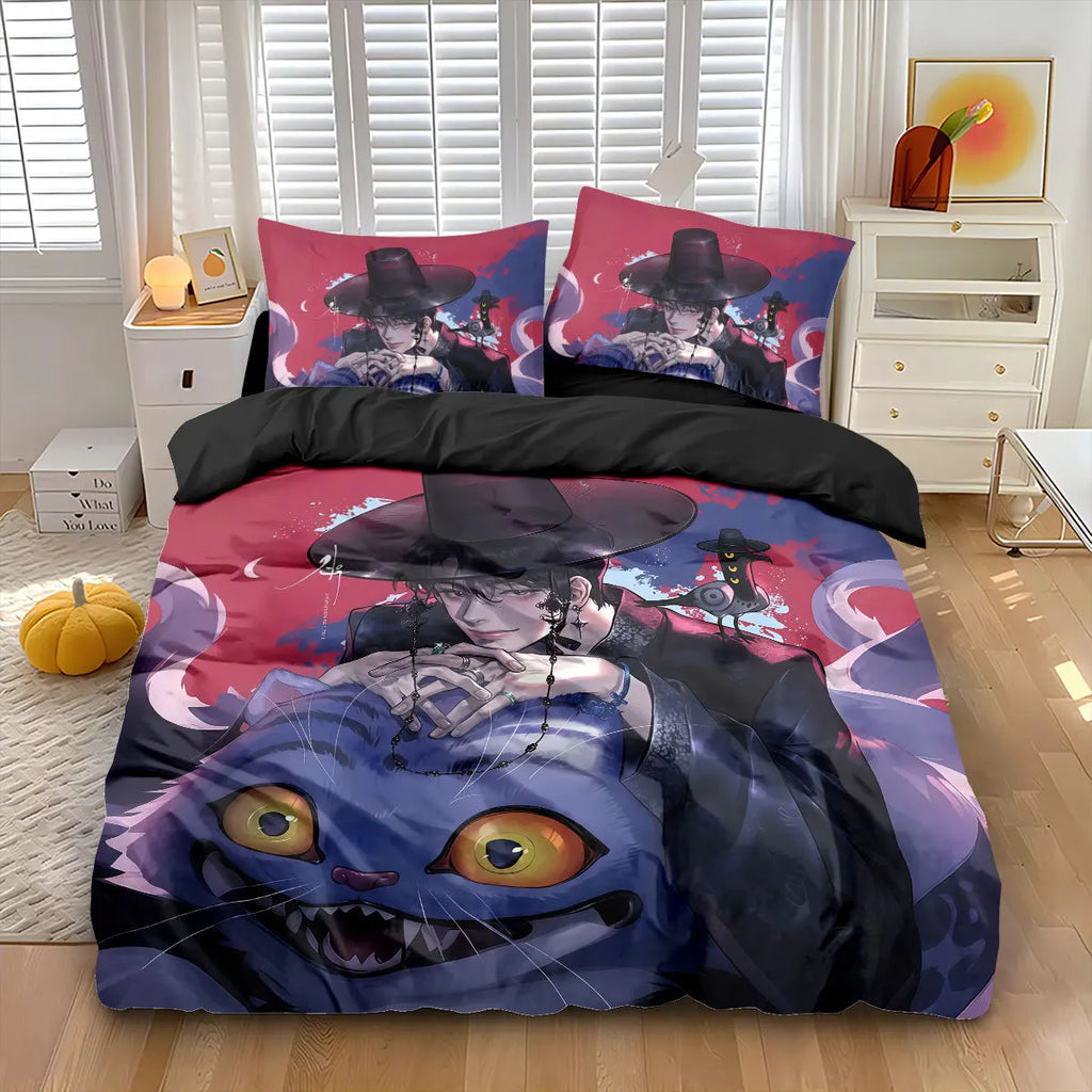 3pcs K-Pop Bedding Set Demon Hunters Colorful Print Polyester Duvet Cover with Pillowcases