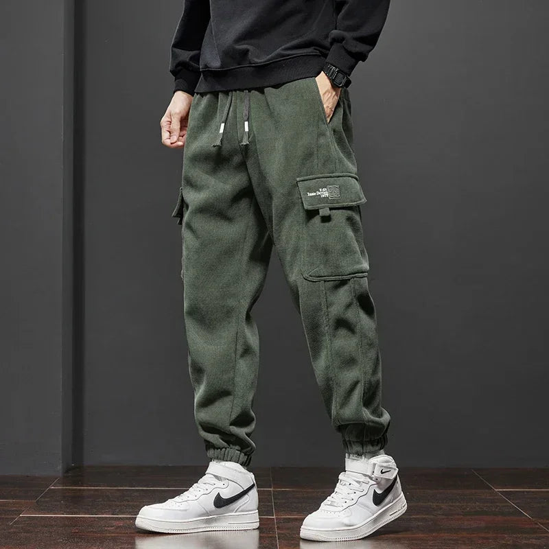 Men’s Casual Elastic Waist Jogger Pants – Spring & Autumn Stretch Straight Fit with Drawstring and Pockets