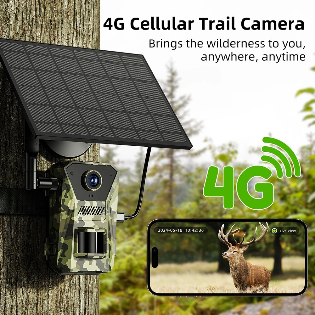 4G Solar Powered Infrared Outdoor Trail Camera – Waterproof Night Vision Wildlife Cam