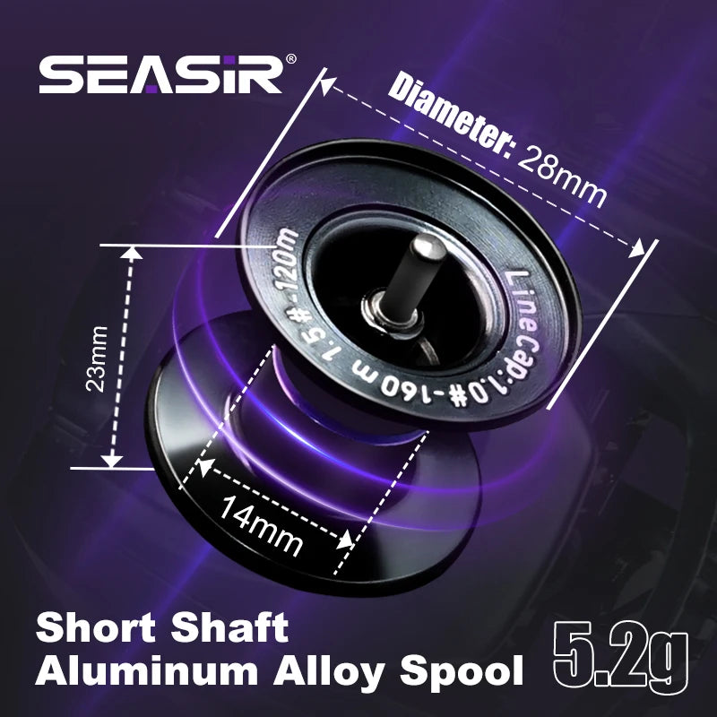 Seasir ZERO-VX Ultralight BFS Baitcasting Reel – 133g, 7.6:1 Gear Ratio, 6+1BB, Max Drag 4kg | Fresh & Saltwater Fishing Reel