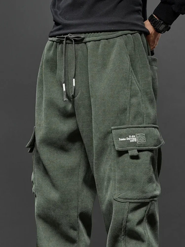 Men’s Casual Elastic Waist Jogger Pants – Spring & Autumn Stretch Straight Fit with Drawstring and Pockets