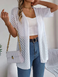 Casual Hollow Out Knitted Short Sleeve Cardigan for Women thumbnail 1