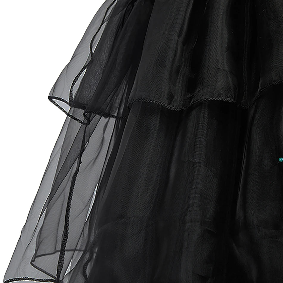 Girls Black Princess Costume Dress – Kids Cosplay Party, Pageant & Halloween Outfit