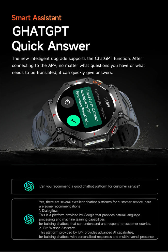 T-Rex 3 Military Smart Watch — Built-in GPS, Compass, Barometer & 10ATM IP69K Waterproof Performance
