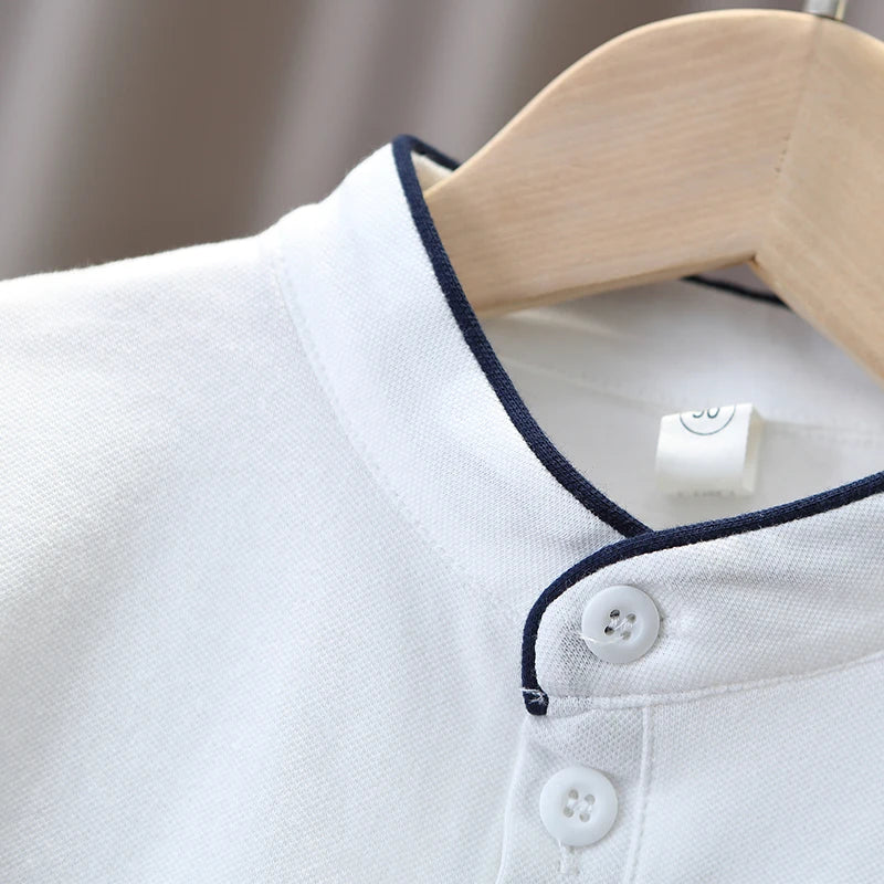Boys' Summer Polo Shirt – Short Sleeve Stand Collar T-Shirt