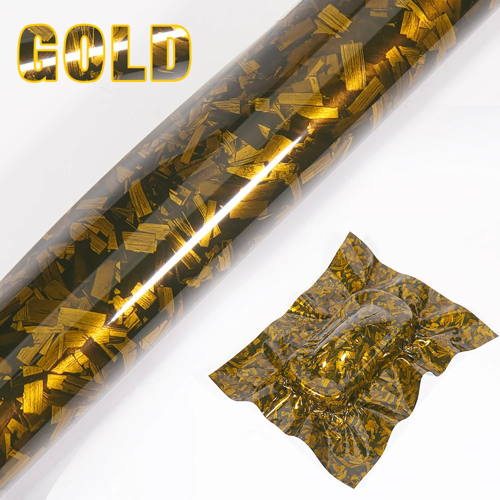 300cm High Gloss Forged Carbon Fiber Vinyl Wrap Film – Black, Gold, Silver, Red – 30/50cm Width PVC Car Hood Adhesive Sticker