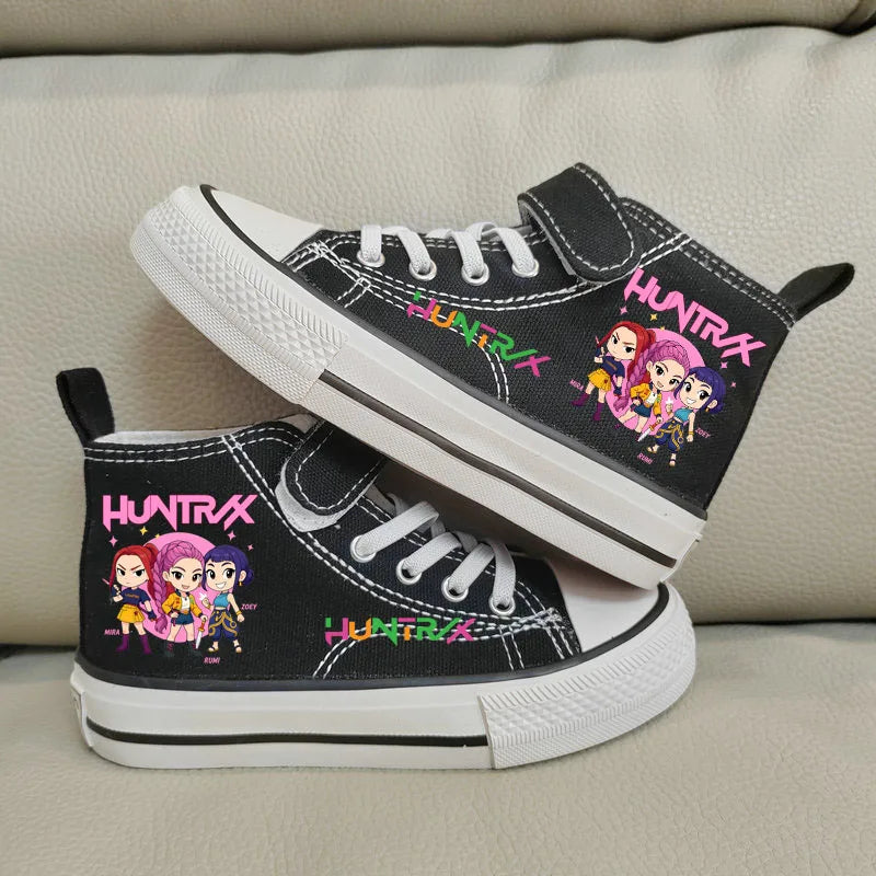Children's High-Top Canvas Kpop Demon Hunter Sneakers – Breathable Kids Sports Shoes