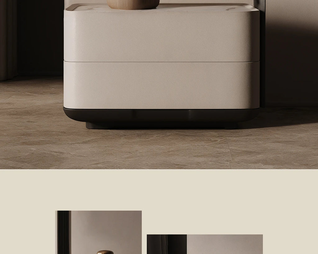 Nordic Minimalist Bedside Table with Storage Drawers – Modern Glamour Nightstand for Bedroom