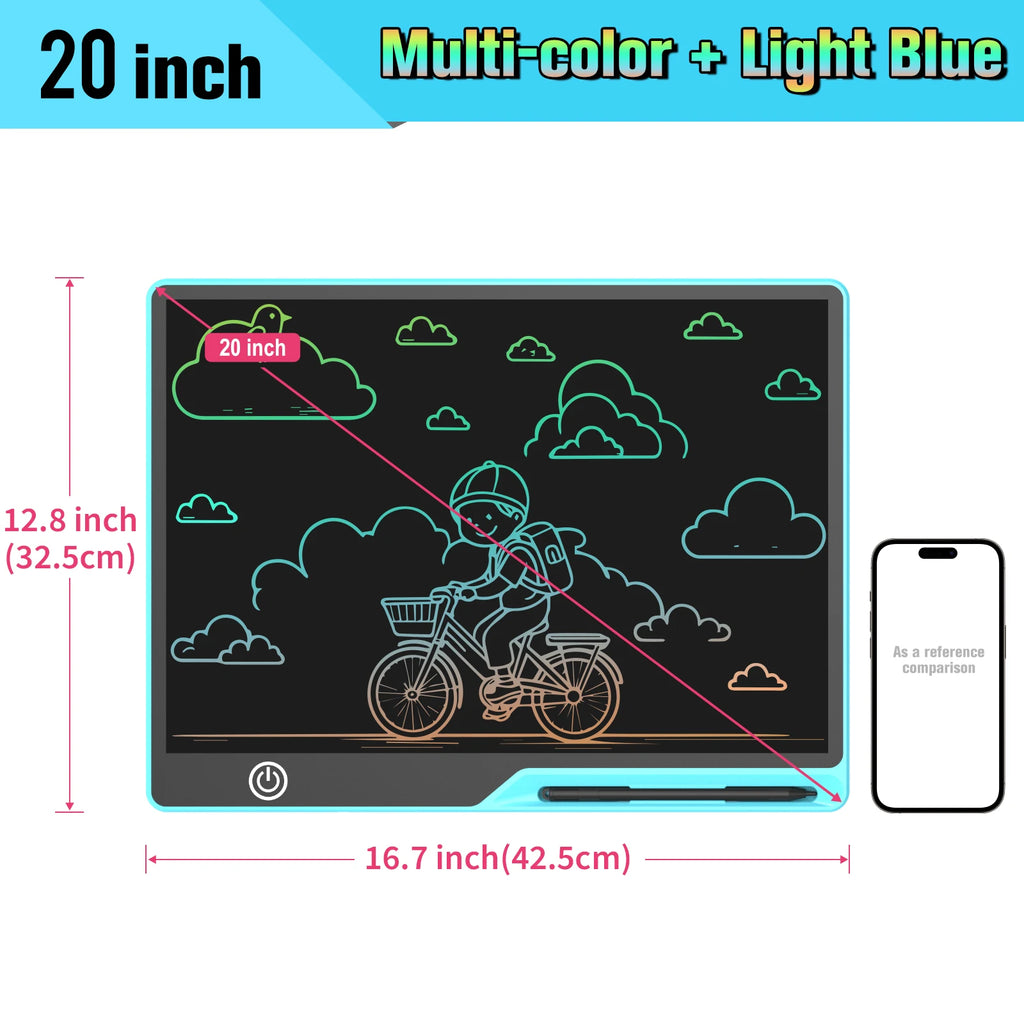 16/20 Inch Rechargeable LCD Writing Tablet Erasable Multi-Color Drawing Board for Kids