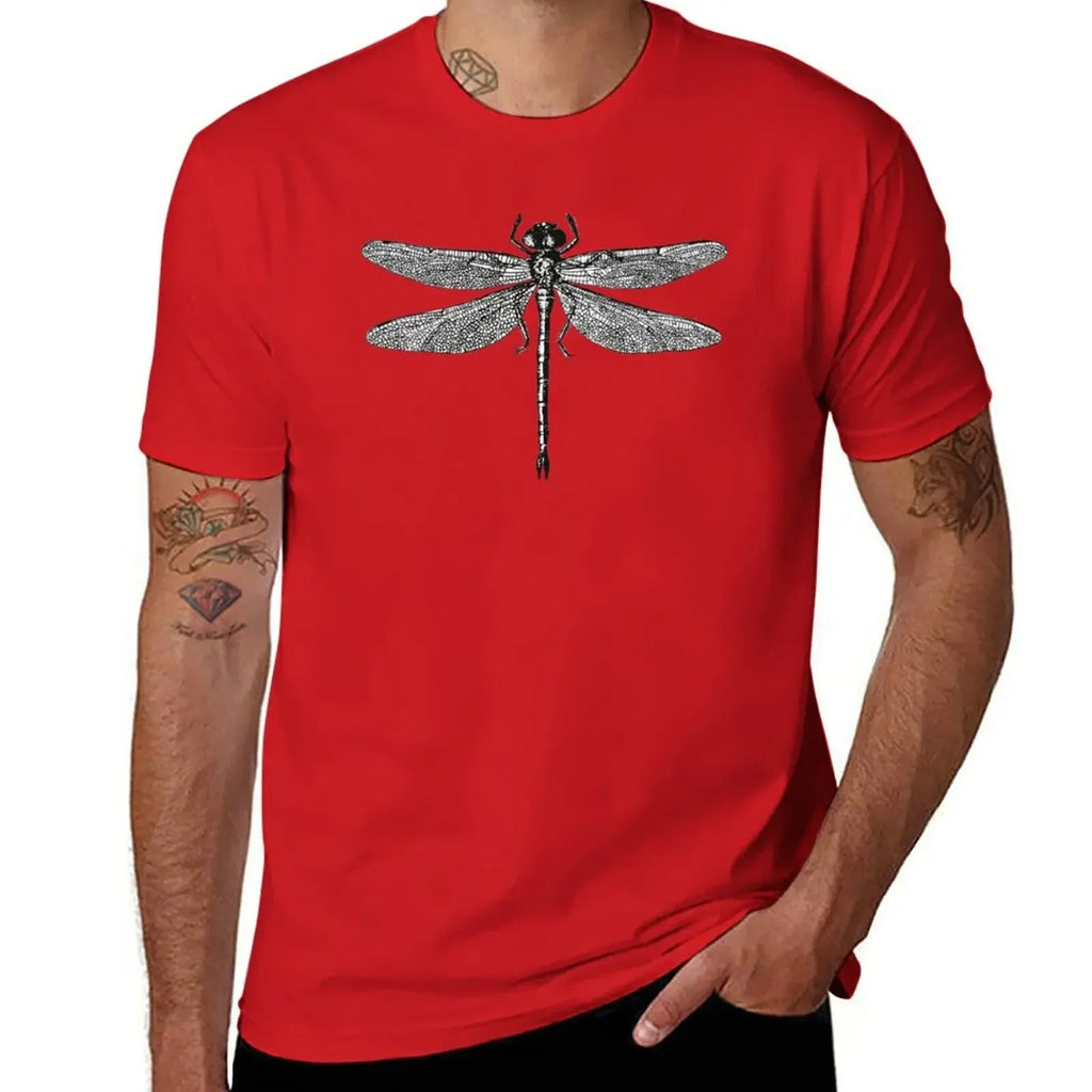 Men’s Dragonfly Print T-Shirt – Quick-Dry Cotton Casual Tee