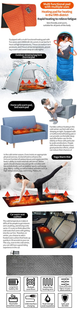 Outdoor Camping USB Heating Sleeping Mat — Stay Warm Anywhere, Anytime