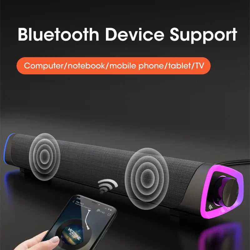 4D Computer Speaker Bar Stereo Sound Subwoofer Bluetooth Speaker for MacBook, Laptop, PC, and Music Player