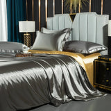Nordic Silk Rayon Bedding Set 3/4/5 Piece Duvet Cover Bed Sheet Pillowcase Solid Luxury Twin Full Queen King Family Size thumbnail 37