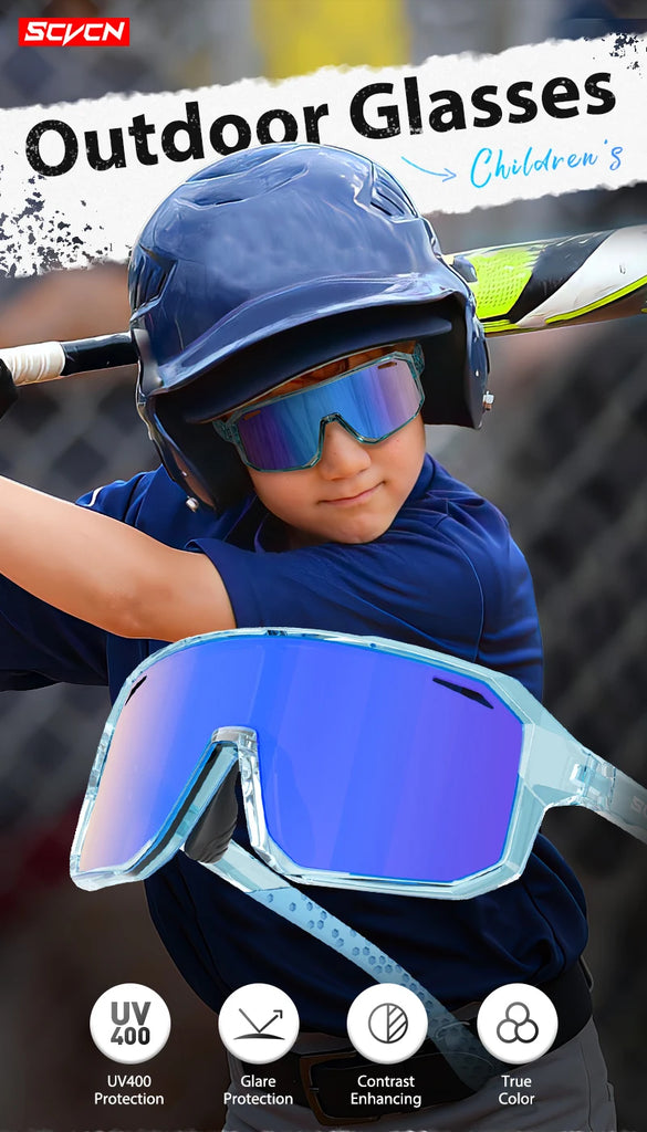 SCVCN Kids UV400 Photochromic Cycling Sunglasses – Boys & Girls Outdoor Sports Riding Glasses