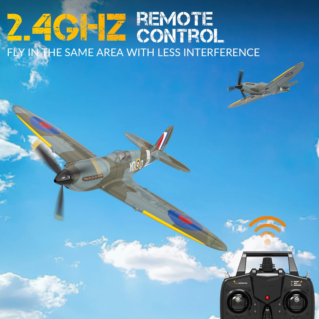 Volantex Spitfire RC Fighter Plane 400mm EPP Warbird – 4CH 2.4GHz RTF with XPilot Stabilization & One-Key Aerobatics