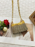 Silver Shiny Hand Woven Bead Sequin Crossbody Bag with Long Shoulder Strap for Women thumbnail 9