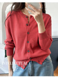 100% Cotton Women’s O-Neck Solid Cardigan – Luxury Designer Pullover thumbnail 20