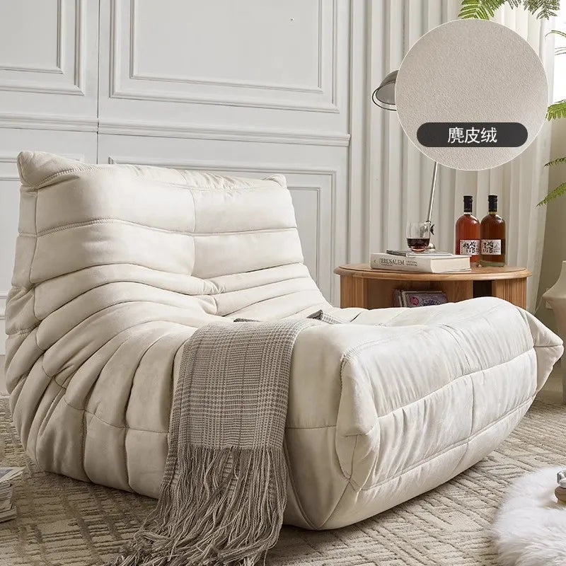 MOMO Caterpillar Single Recliner Lazy Sofa Wabi-Sabi Style Fabric Lounge Chair 78x103cm