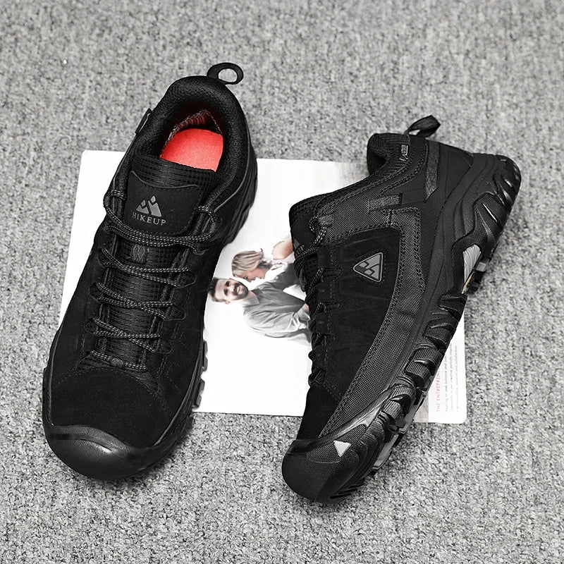 HIKEUP Men’s High-Quality Hiking Shoes – Durable Leather Climbing & Outdoor Walking Sneakers