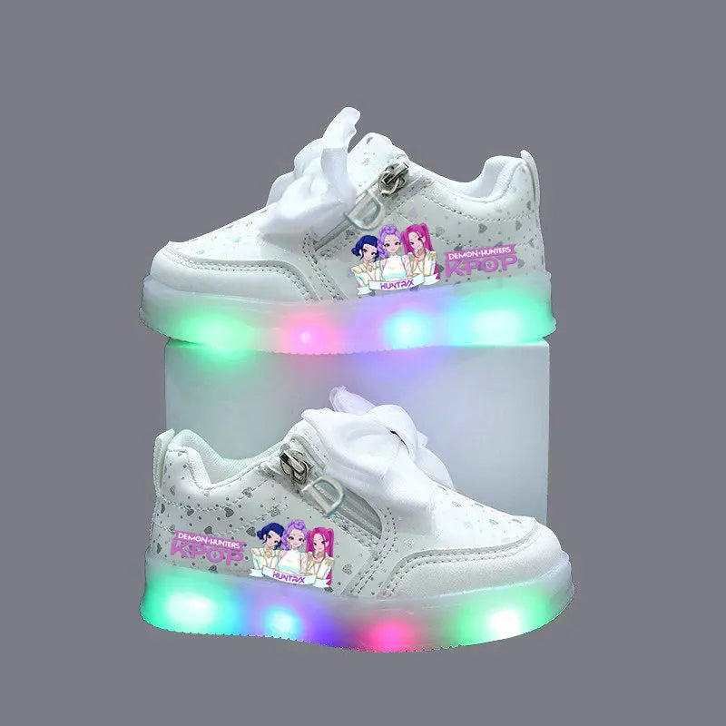 Kpop Demon Hunter LED Sneakers for Kids – Luminous Anime Tennis Shoes for Girls & Boys