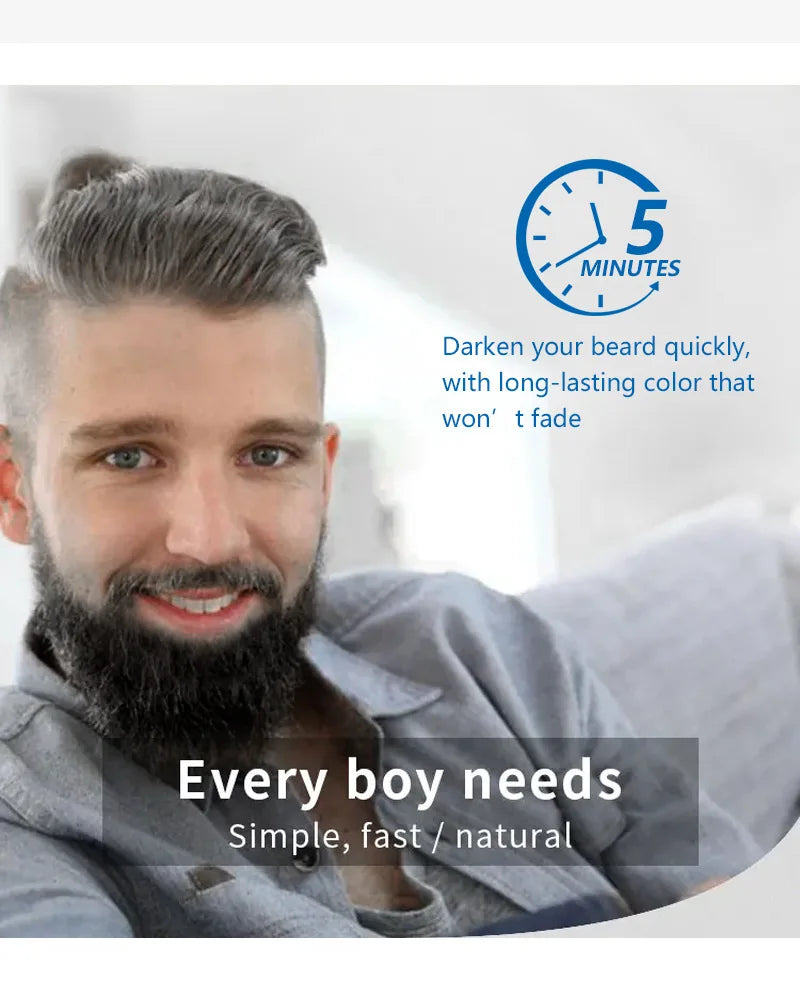 2 Minutes Black Beard Dye Cream with Comb 80ml – Natural Plant-Based Instant Beard & Hair Dye