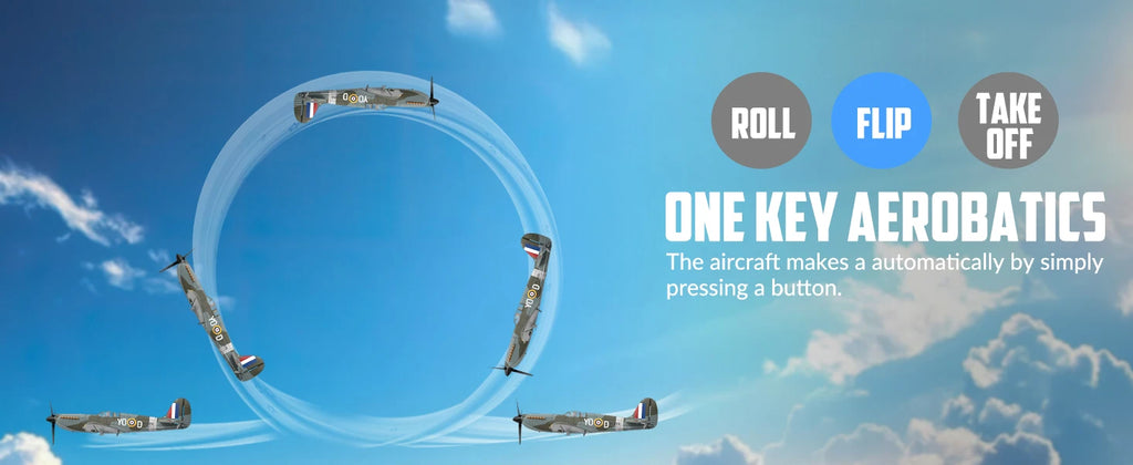 Volantex Spitfire RC Fighter Plane 400mm EPP Warbird – 4CH 2.4GHz RTF with XPilot Stabilization & One-Key Aerobatics