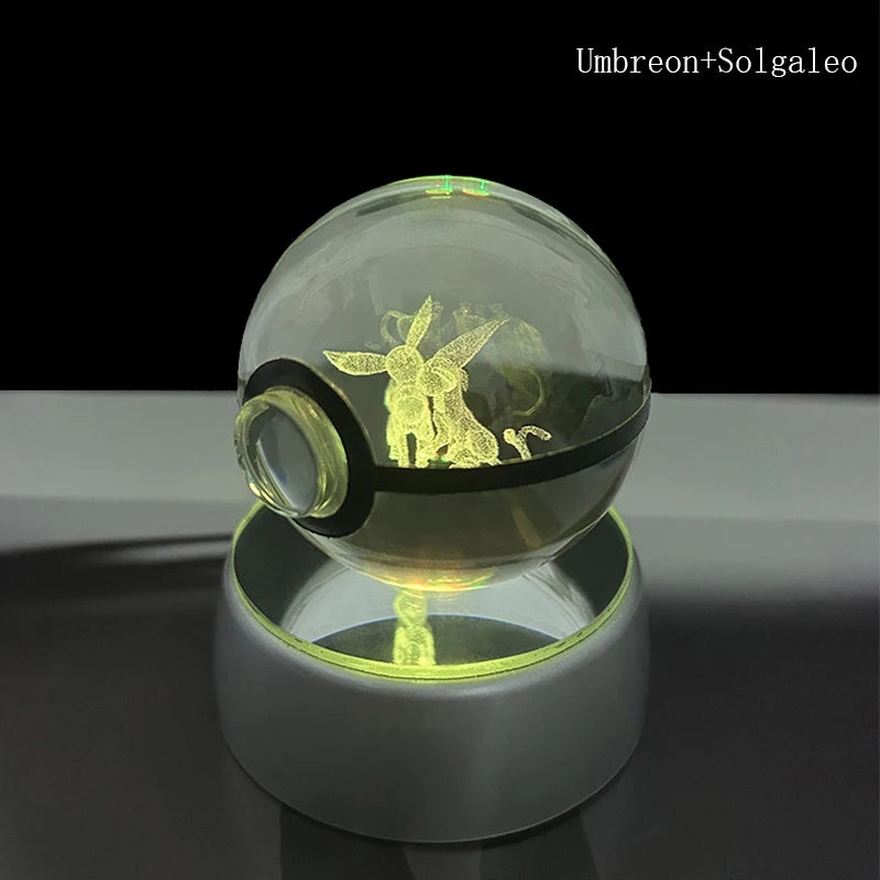 Pokemon 5cm Crystal Ball 3D LED Night Light – Pikachu, Charizard, Gengar & Eevee Gift Model