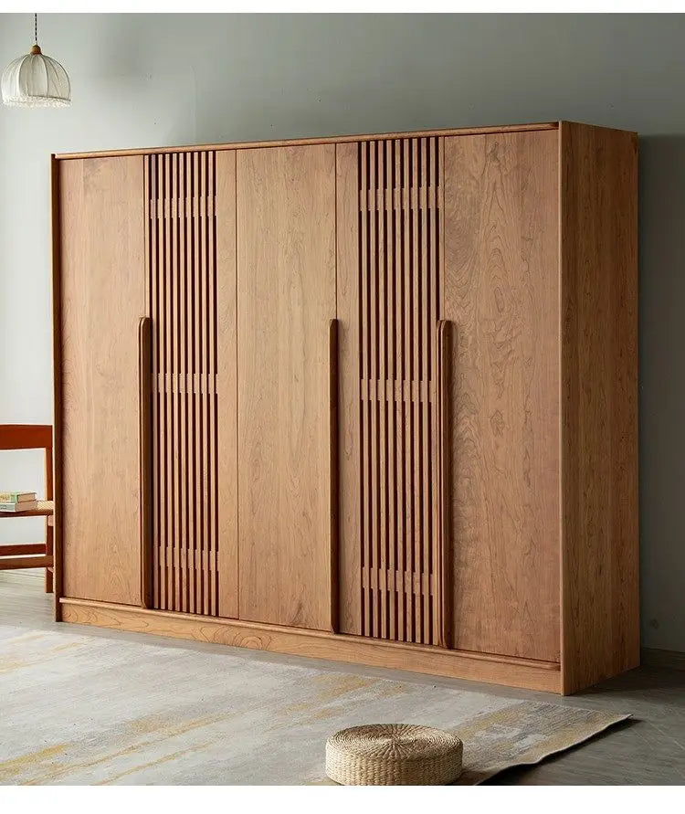 Luxury Modern Wooden Wardrobe with Sliding Doors and Storage Drawers – Nordic Style Bedroom Closet Furniture