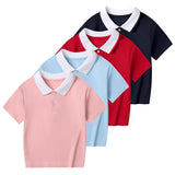 Children's Summer Color Matching Polo Shirt – Casual Short Sleeve Top for Boys & Girls thumbnail 2