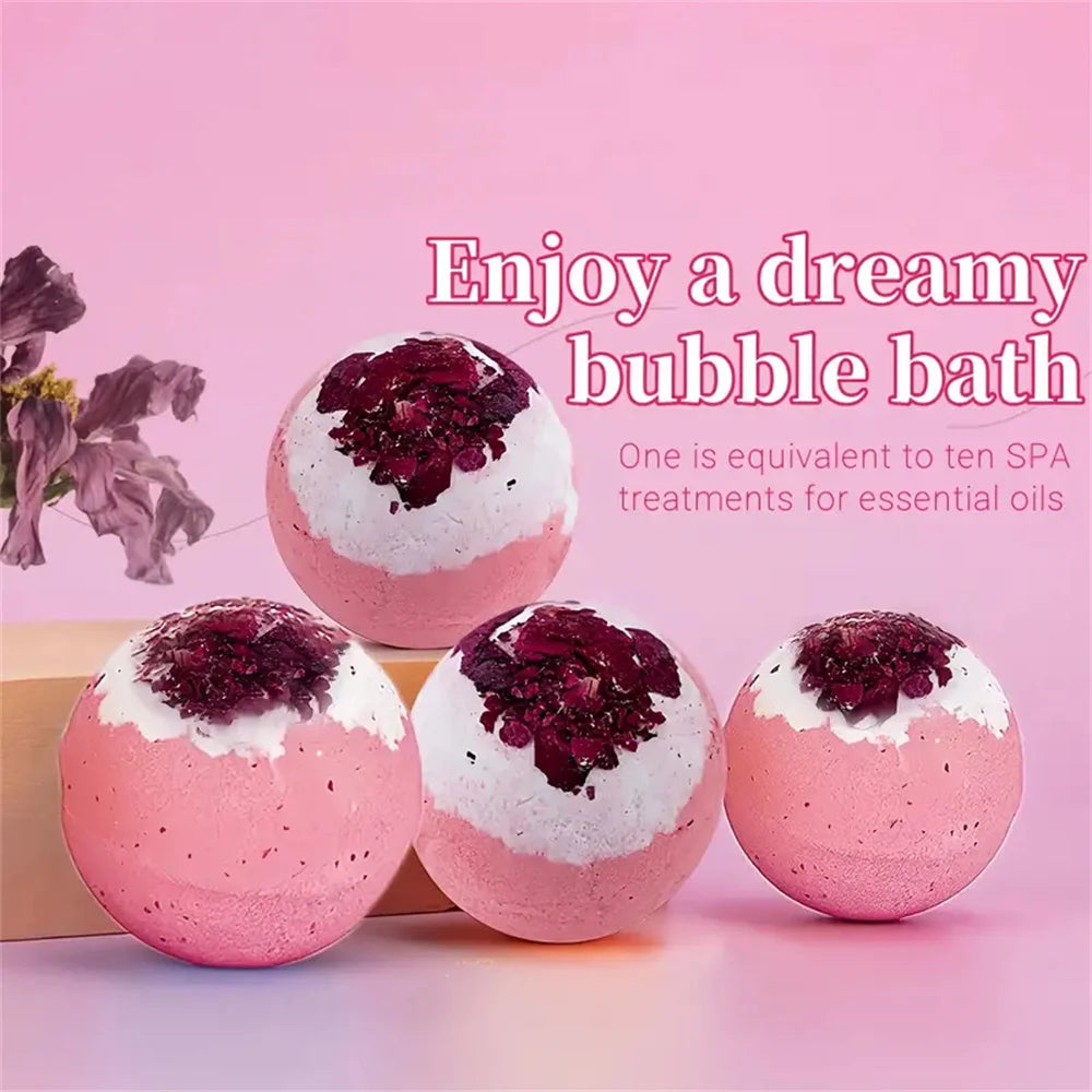 Handmade Bath Bomb Set with Essential Oils and Sea Salt – Moisturizing & Skin Peeling Bubble Ball Gift