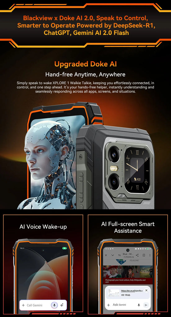 Blackview XPLORE 1 Rugged Smartphone with Walkie Talkie, 20000mAh, 6.78" 120Hz Display, 64MP Camera, MediaTek Dimensity 7050