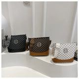 Retro M Letter Crossbody Handbag for Women – PU Leather Bucket Style Messenger Bag thumbnail 18