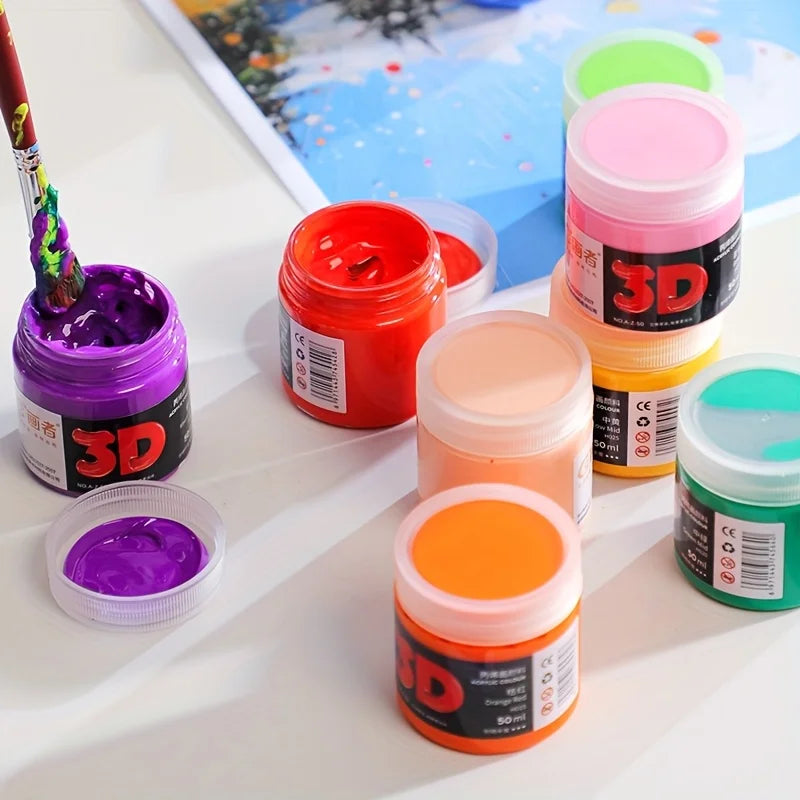 12/18/24 Colors Acrylic Paint Set – 50ml Each, Rich Pigments for Canvas, Wood, Porcelain & DIY Art