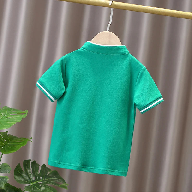 Boys' Summer Polo Shirt – Short Sleeve Stand Collar T-Shirt