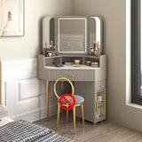 Luxury Solid Wood Corner Dressing Table with Mirror and Stool – Modern Minimalist Bedroom Furniture thumbnail 45