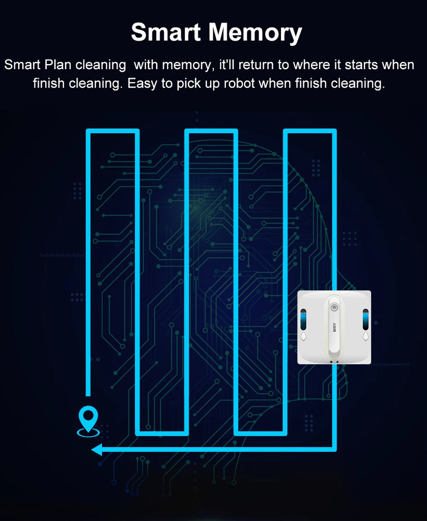 ABIR WD9 Robot Window Vacuum Cleaner 9000PA with 4-Way Water Spray & Laser Sensor