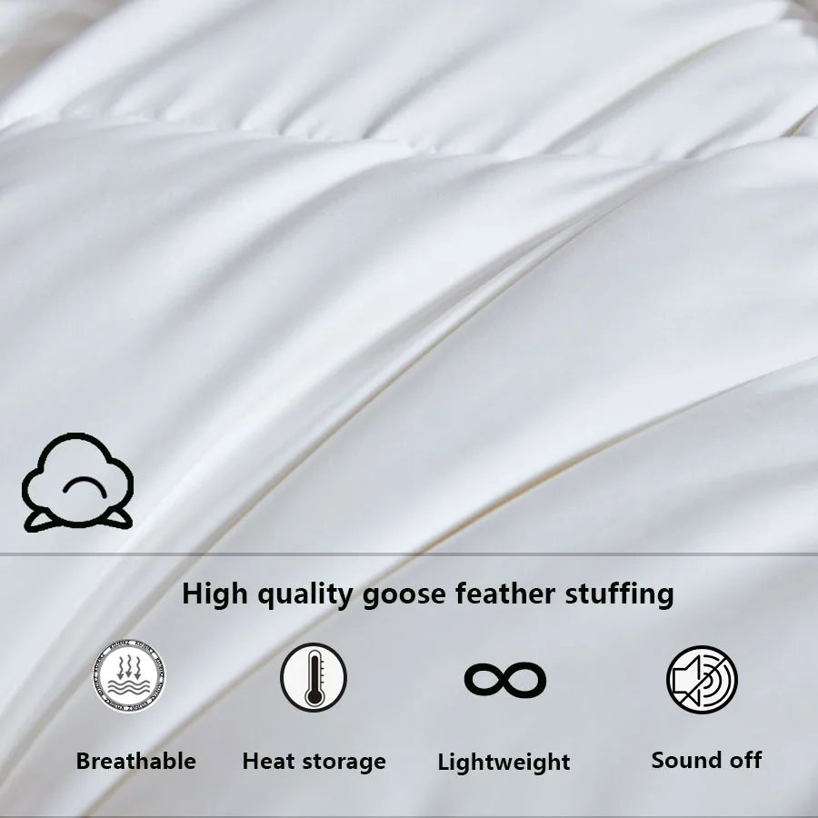 Winter Cotton Goose Down Quilt – Super Soft Fluffy Four Seasons Duvet, Queen & King Sizes, 220x240cm