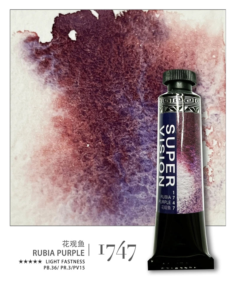 Super Vision 15ml Layered Mineral Watercolor Paint Tube – 15 Colors Master Grade Artist Water Colour