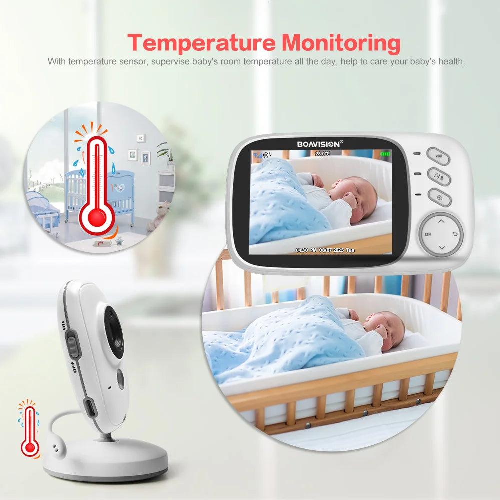 VB603 2.4G Wireless Video Baby Monitor with 3.2" LCD, Two-Way Audio, Night Vision & Temperature Monitoring