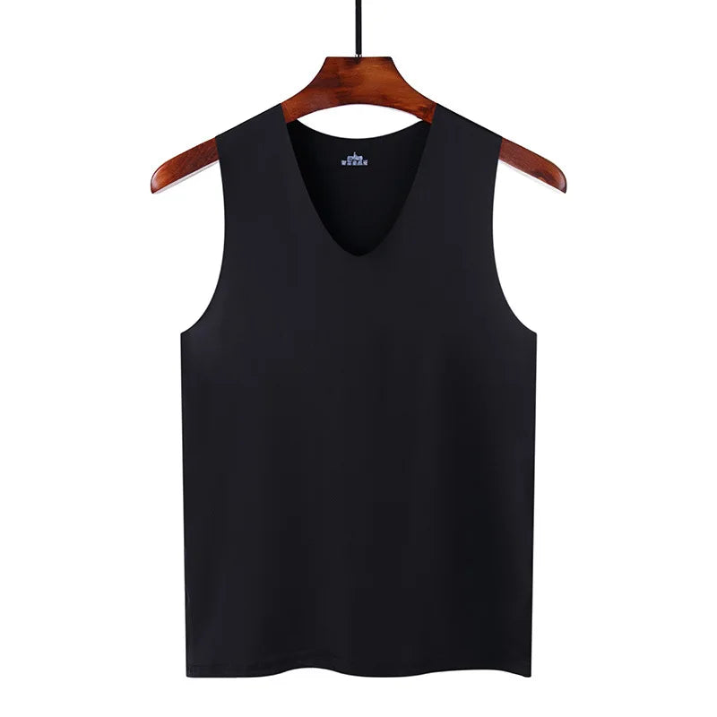 Men’s Seamless Ice Silk Tank Top Sleeveless Vest – Breathable Sport & Casual Undershirt for Gym and Summer Wear