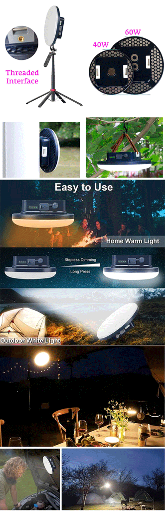 13500mAh Rechargeable Camping Lantern – Waterproof LED Light with Remote Control, Power Bank, & Stepless Dimming