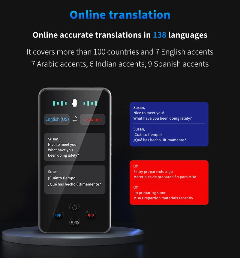 S85 Pro Smart Language Translator Device – 4” Touch Screen, 138 Languages, Offline Translation, Camera & Voice Recorder