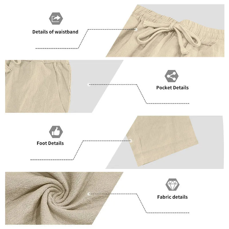 Men's 16-Color Breathable Linen Yoga Pants Loose Casual Sportswear for Spring/Summer